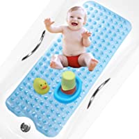 bisoo BPA Free 40x100 cm Alfombra Bañera Antideslizante Infantil Extra Larga para Baño de Niños Bebes y Ducha Infantil…